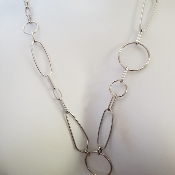 Kendra Scott Chain Link Necklace Silver Geometric Shapes - Picture 2 of 4